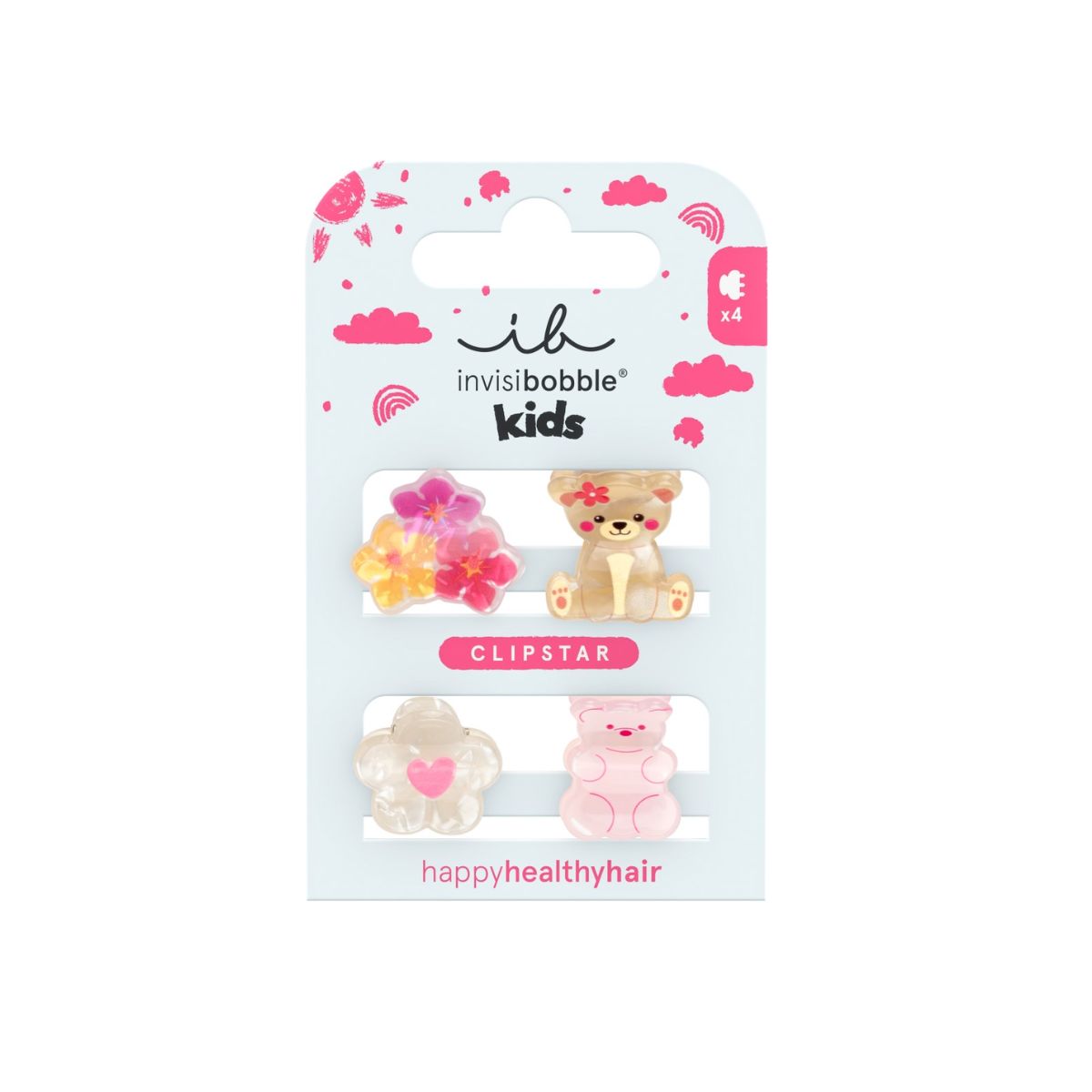 clip Invisibobble Kids Clipstar Bearly Bloomed Τσιμπιδάκια Μαλλιών, 4τεμ - Image 1