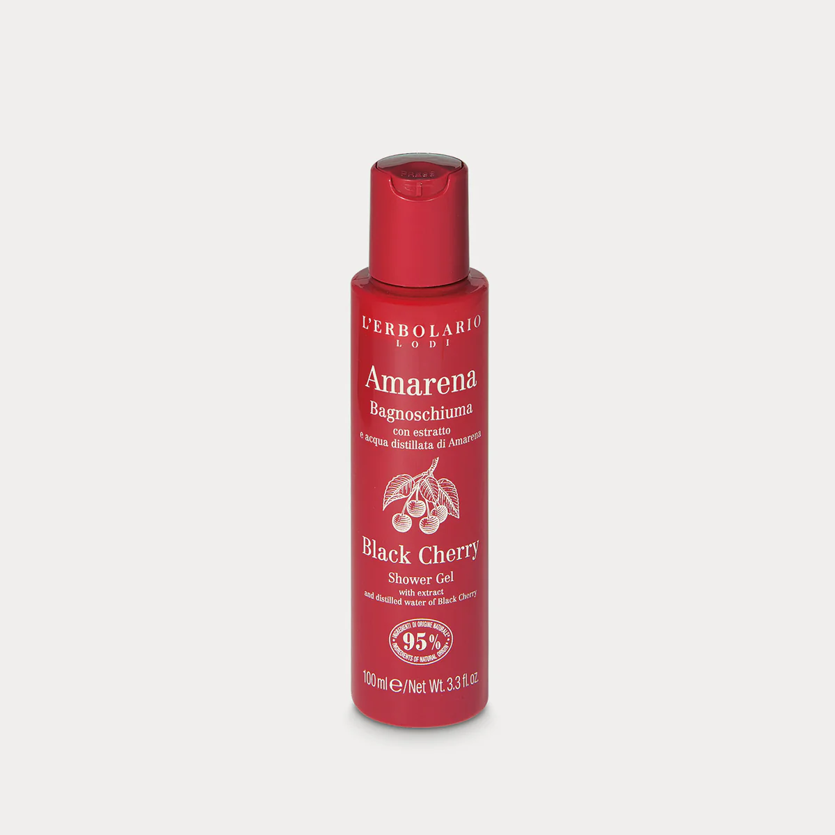 shower gel L'erbolario Amarena Shower Gel, Unisex Αφρόλουτρο Black Cherry, 100ml - Image 1