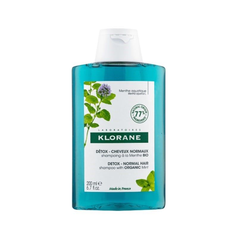 mint Klorane Detox Shampoo Σαμπουάν Αποτοξίνωσης με Βιολογική Υδάτινη Μέντα για Κανονικά Μαλλιά, 200ml - Image 1