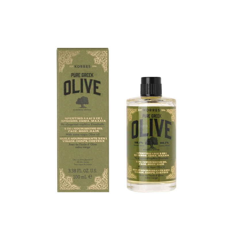 pure Korres Pure Greek Olive Θρεπτικό Λάδι 3 σε 1 για εντατική θρέψη σε πρόσωπο, σώμα & μαλλιά, με Εξαιρετικό Παρθένο Ελαιόλαδο, 100ml - Image 1